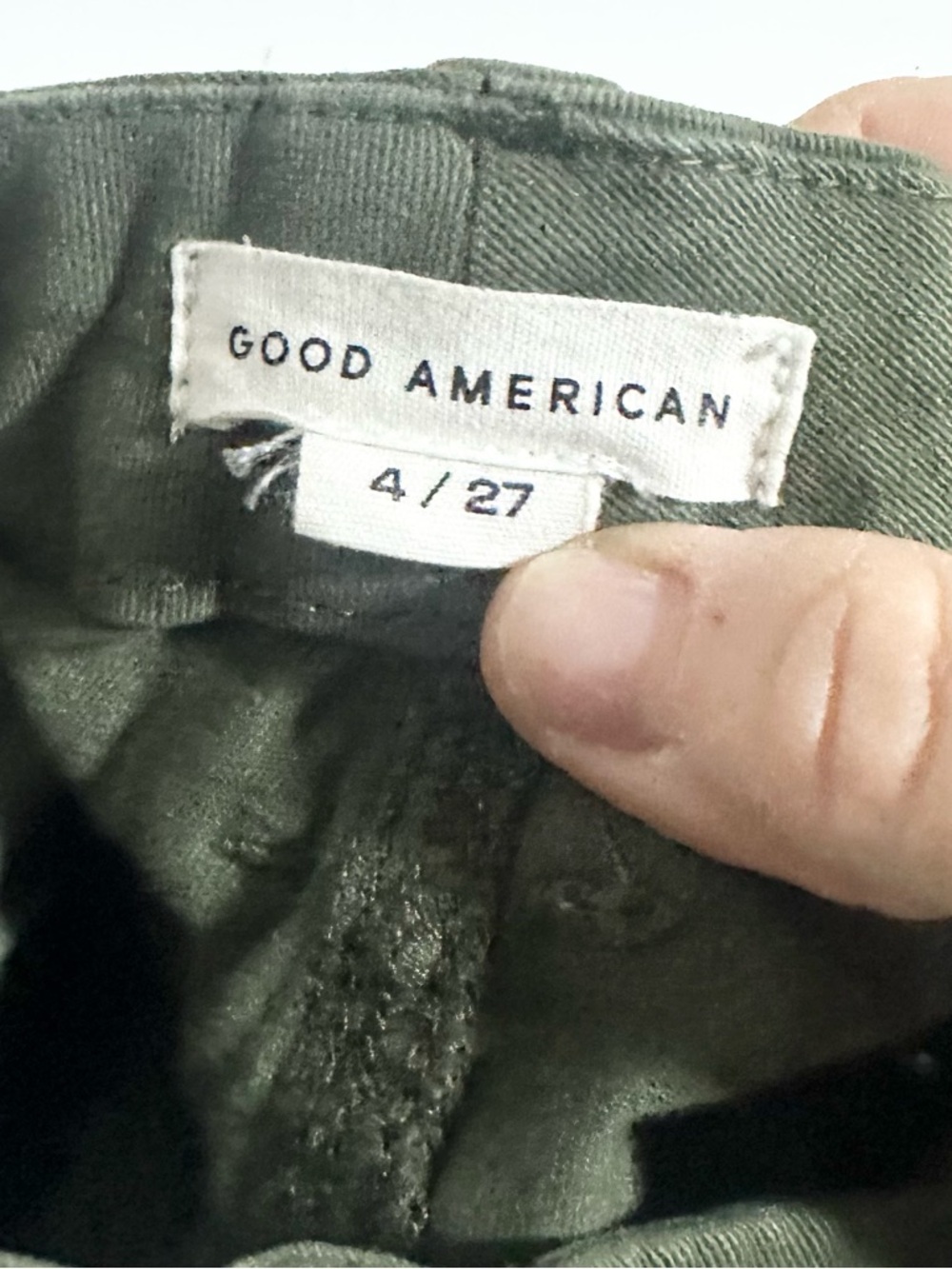 Good American Olive Green Twill Good Ease Wide Legged Pants Size 4/27 - Picture 5 of 7